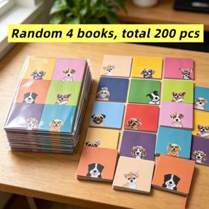 TEMU 200개 랜덤 귀여운 강아지 스티키 노트 세트, 4가지 랜덤 스타일, 3×3인치 정사각형 접착식 메모패드, 카와이 코기, 프렌치 불독, 골든 리트리버, 슈나우저 등 다양한 색상의 사랑스러운 강아지 프린트, 가정, 공부, 사무실 메모용 밸류 팩, 반려견 애호가를 위한 창의적인 작은 선물