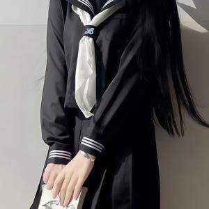 TEMU 일본식 달콤하고 순수한 룩 블랙 세일러칼라 JK 교복 코스튬 세트, 휴일 파티 및 공연용, 모든 축제에 적합, 발렌타인데이 선물, 일상적인 휴일 의상