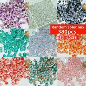 TEMU 380/190개 8/10mm 아크릴 랜덤 컬러 크랙 라운드 비즈 혼합 컬러, DIY 주얼리 액세서리 비즈용