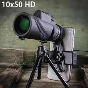 TEMU 스타가이징 아이(Stargazing Eye) 10x50 고성능 단안경 - 대형 물렌즈 및 수동 초점 조절 기능 - 휴대용 HD 화질, 조류 관찰, 콘서트 관람, 사냥, 여행, 야외 활동에 적합 - 미끄럼 방지 그립, 선물용, 모든 날씨에서 사용 가능 (아니요)