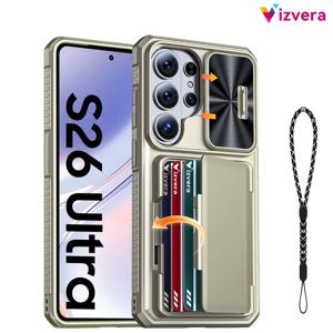 TEMU 휴대폰 케이스 - Vizvera, Galaxy S26 Ultra 호환 지갑 케이스 (끈 포함) [카드 슬롯][카메라 커버], 전면 충격 방지, 내구성 좋은 PC 소재 사용, Galaxy S26 Ultra 6.9인치 2026 모델