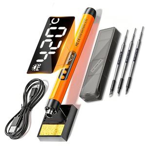 TEMU 무선 USB 납땜 인두 키트, 420단계 온도 조절 디지털 디스플레이 납땜 펜, 휴대용 리튬 배터리 용접 도구 (3개 팁 포함), 전자 제품 수리용