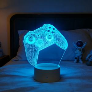 TEMU 3D 게임패드 무드등 7색 변경 LED 터치 USB 램프 게이밍 룸 장식 게이머 선물