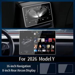TEMU 2026 Model Y (Juniper)용 2개 플렉시블 QHD 스크린 보호 필름 세트 | 40.64Cm (16인치) 센터 터치스크린 및 20.32Cm (8인치) 후면 디스플레이 호환, 0.3MM 업그레이드 소재, 스크래치 방지, 간편한 설치