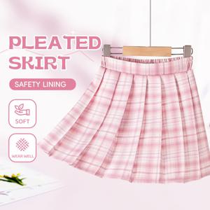 TEMU MIANZHI 브랜드 1개, 하프 스커트, 봄/여름 스타일, 학원 스타일, 여아용 주름 스커트, 핑크 체크 스커트, 바지 포함, 패셔너블, 외모와 귀여움, 중소 아동, 여아, 짧은 스커트, 튼튼함, 외국 스타일 패션