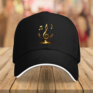 TEMU 골든 노트 뮤직 페스티벌 야구 모자 1개 - 레트로 음표 프린트 사이즈 조절 트러커 햇, 남녀공용 경량 아웃도어 모자, 콘서트 스포츠용 남녀공용 힙합 선물, 아버지의 날 선물