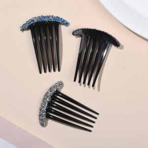 TEMU 1세트/3개 멀티컬러 라인스톤 앞머리 빗, 다크 시스템 업도 빗 옆머리 빗, 라이트 럭셔리 풀 엘레강트 스타일