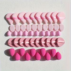 TEMU 50개 메이크업 도구 세트, 루스 파우더 퍼프 10개, 쿠션 퍼프 10개, 쌀가루 퍼프 10개, 미니 메이크업 스펀지 10개, 미디엄 메이크업 스펀지 10개, 리퀴드 파운데이션, 컨실러용 혼합 뷰티 스펀지, 모든 피부 타입에 적합한 건식 및 습식 사용