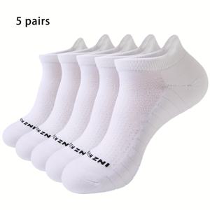 TEMU 남녀공용 테리클로스 쿠션 스포츠 로우컷 양말 5켤레, 통기성 메쉬, 일상복, 가정용, 달리기, 사이클링, 배구, 테니스용