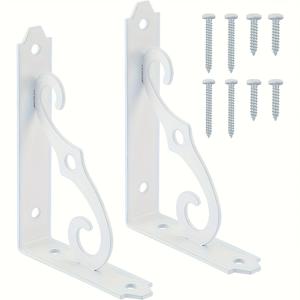 TEMU 2개 세트 장식용 벽걸이 플로팅 선반 브래킷 L형 무거운 하중 지지 코너 브라켓 조인트 DIY 오픈 선반용 나사 포함