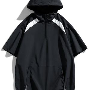TEMU 남성 패션 브랜드 작업복 반팔 아웃도어 기능성 티셔츠 후드집업