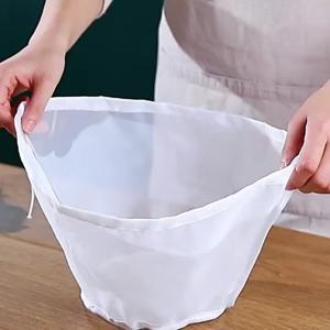 TEMU 넓은 입구의 다용도 나일론 필터 백 - 커피, 주스, 소금고추장, 만두 채우기용 강력한 주방 스트레이너 - 튼튼한 손잡이가 있는 간편한 세척 가능한 미세 메시 배수 백