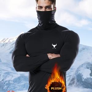 TEMU GYM Bull 남성용 기장 안감 탑 - 24시간 부드러운 플리스 & +℃ 따뜻함, 스키 및 피트니스용 하이넥 베이스 레이어 | 극한의 추운 날씨에 적합한 기능성 장비