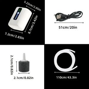 TEMU 4개 조용한 초저소음 어항 에어 펌프 세트 - 휴대용 오래가는 에어 제너레이터, USB/18650 리튬 배터리 전원, 자동 On/Off 기능, 어항에 적합 - 가정 및 야외 사용에 이상적, 컴팩트한 디자인, 내구성 있는 구조