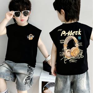 TEMU 남아용 다용도 여름 트렌디 민소매 조끼 티셔츠, 어린 남아와 큰 남아 모두에게 적합