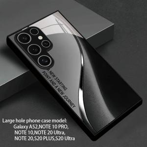 TEMU 휴대폰 케이스: 새로운 출발점, 새로운 여정 패턴 휴대폰 케이스, 삼성 S25 PLUS, 24 PRO, 23 ULTRA, NOTE 20, A55, A56, A16 및 기타 모델용, 파손 방지 강화유리 후면 커버, 남성용 휴대폰 케이스 ZQ2202634BL237