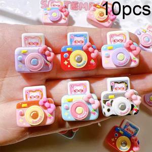 TEMU 귀여운 미니 수지 카메라 액세서리 10개, DIY 주얼리 제작용품 휴대폰 케이스 머리핀 액세서리용 스위트 리본 카메라 플랫백 수지 패치 참