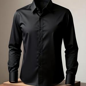 TEMU 남성용 정장 셔츠 셀렉션: 남성 패션 정장 셔츠, 긴소매 버튼다운 셔츠, 데일리웨어용, 주름 방지 및 속건성, 부드러운 질감, 출퇴근용 - 비즈니스용 - 트렌디한 상의, 휴일 정장류