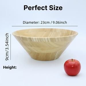 TEMU 수제 대형 대나무 & 나무 그릇 - 혼합, 샐러드, 수프, 국수, 과일 & 스낵 그릇에 적합한 엑스트라 라운드 나무 그릇 - 가정용, 야외용, 호텔 식사용 곡물 식기 - 내구성 & 세척 용이