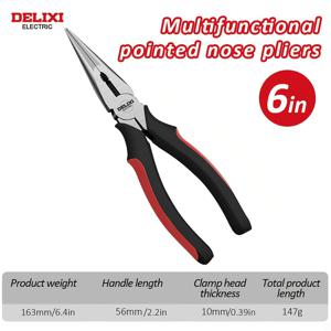 TEMU DELIXI 전기용 6인치/8인치 니들 노즈 플라이어, 대각선 절단, 와이어 스트리퍼 크림퍼 커터, 종이 클램프 정밀도, 헤비듀티 CRV 스틸, 소프트 그립과 와이어 커터 포함, 전기 기술자 및 수리공 등에 적합