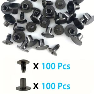 TEMU 200개 8 X 6mm 제트 블랙 시카고 스크류 키트 가죽 리벳 스크류 리벳 시카고 스크류 버튼 가죽 트림