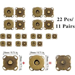 TEMU 자석 스냅 단추 22개/11쌍, 18mm/14mm 헤비듀티 자석 단추, 박음질 구멍 포함, 가방, 지갑, 옷, DIY 공예용 매칭 쌍 자석 잠금 클래스프 (실버/골든/브론즈)