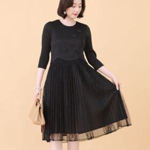 [하프클럽/애비뉴투지]애비뉴투지 엄마옷 코사지 플리츠 레이스 시스루 봄 여름 롱 원피스 속치마 O06107 50대 60대 중년여성