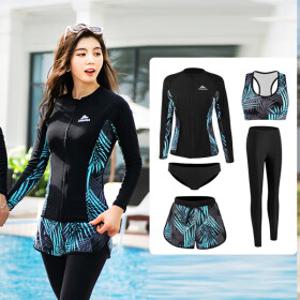 [빠른출고]M~2XL 5피스 민트 여성래쉬가드세트 루즈핏 빅사이즈수영복 여자 레쉬가드 중년래쉬가드 아줌마수영복 래시가드
