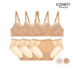 노와이어 더블윙 와이드 브라 히든팬티 세트 A~D컵 3매입(GSET389)