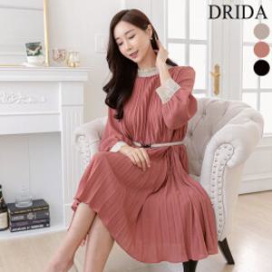 드리다 봄 가을 레이스 코튼 정장 주름 플리츠 A라인 원피스 엄마옷 40-50대 중년여성 미시 하객룩 상견례