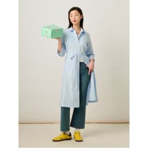 폴리 혼방 7부 소매 셔츠 원피스  스카이블루 (BF5271C02Q)