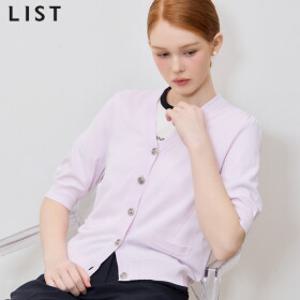 [리스트(LIST)] 페미닌 브이넥 반팔 니트 가디건 (택가격: 158000원)