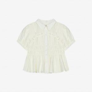 [비키] 뷔스티에 카라 셔링 블라우스 (TKBAG2484)