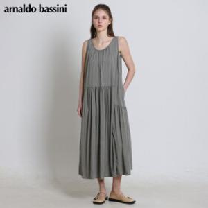 [아날도바시니(ARNALDO BASSINI)] 셔링절개 사이드포켓 셔링플레어 원피스 (택가격: 138000원)