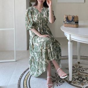 소요 베로니카 페이즐리 플레어 롱원피스_M4720
