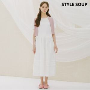 [SOUP] 하프 퍼프 블라우스 스커트 세트 (SA5TXE1)