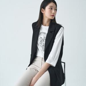 [지센] (2컬러) 홑겹 테일러드 롱 베스트 LFVTO401