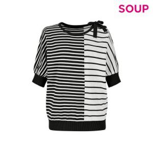 [SOUP] 넥 리본 스트라이프 니트 (SA4SKC1)
