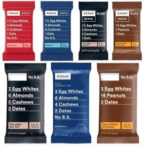 RXBAR 단백질 바 버라이어티 팩 레귤러 및 미니 21 카운트 u2013 초콜릿 소금 버터 블루베리 딸기 통 스낵