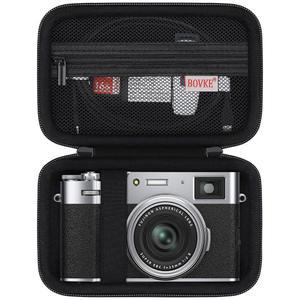 후지필름 X100VI / X100V X-E5 디지털 카메라용 BOVKE 휴대용 케이스, 후지 카메라 액세서리 충전 케이블용 추가 메시 포켓, 블랙