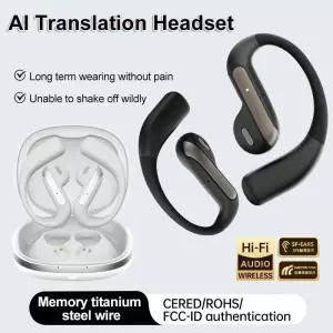 골전도이어폰 스마트 AI 번역 헤드셋 스테레오 사운드 세미 인이어 에어 전도 트루 와이어리스 스포츠 장