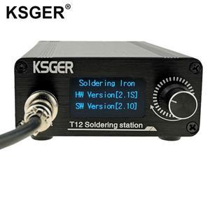 KSGER T12 납땜 스테이션 V2.1S STM32 OLED 디지털 온도 컨트롤러 전기 인두 Stings B2 D24 팁