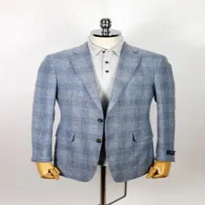 [캠브리지멤버스]남성 여름 ZEGNA 원단 블루그레이 체크 울린넨 자켓