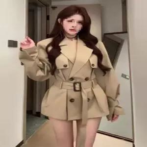 연두 여친 가을 코트 트렌드 쇼트 트렌치코트 원픽3