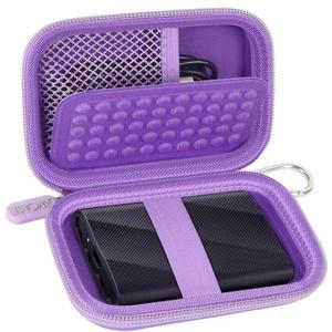 삼성 T9 / T7 SHIELD 휴대용 드라이브 스테이트 보관 USB (박스만 외장 SSD 여행 홀더 퍼플 하드 - 1TB 호환되는 케이스, 2TB 4TB 드라이브와 솔리드 및 해당) 정리함 케이블용
