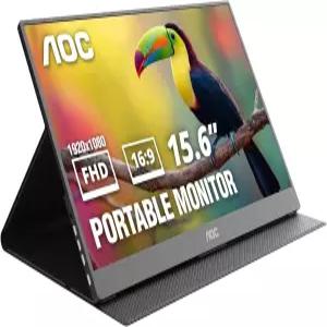 AOC 16T20 휴대용 모니터 15.6인치 FHD 1080p IPS 디스플레이 USB-C 미니 HDMI 내장 스피커 스마트 커버가