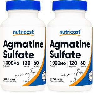 뉴트리코스트 아그마틴 설페이트 1000mg, 캡슐 120개 - 글루텐 프리, 비 GMO, 캡슐당 500mg (2팩)