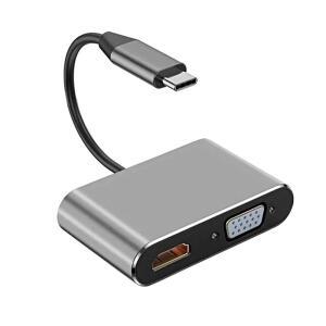 4-in-1 타입 C 어댑터 허브 HDTV VGA USB 3.0 디지털 AV 멀티포트 TYPE-C PD 충전 포트 호환
