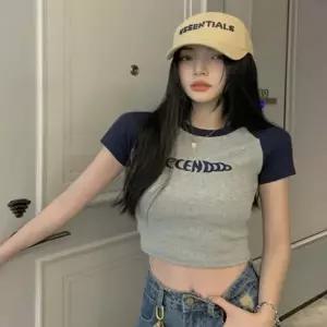 의류 여성반팔티 여자기본티 여자반팔티 상의 여성긴팔티 배색 여자티셔츠