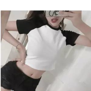 (옵션 화이트)반팔티 크롭 나그랑티 배색티셔츠 반팔티 배색 나그랑 코튼 라운드티 크롭티